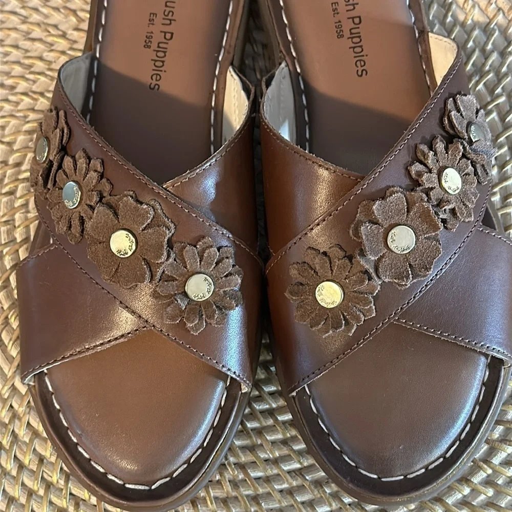 NWOT Women’s Hush Puppies Olive Xband Leather Slide Sandals Size 8